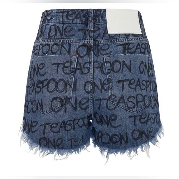 ONE TEASPOON Bonitas HIGH WAIST MOM FIT SHORT with graffiti design NWT 33 - Picture 14 of 14